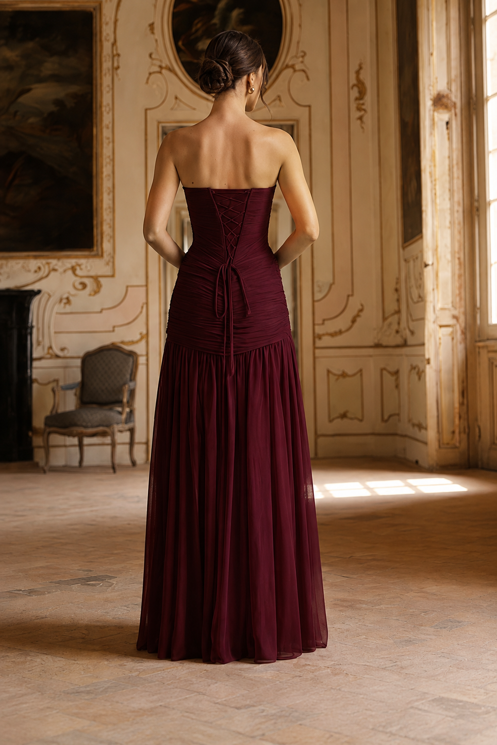Vestido largo Batur- Laca cereza